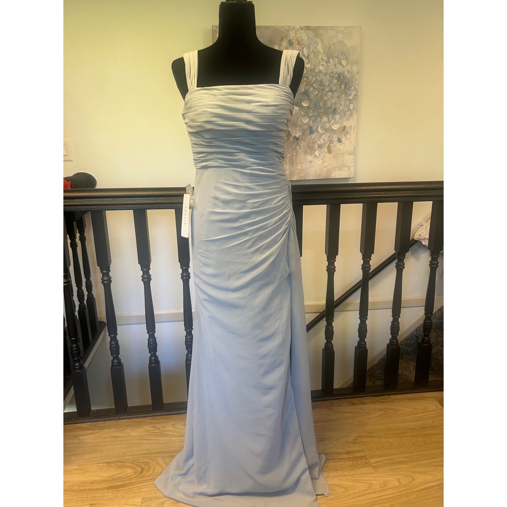 Azazie Jesaphine Dolphin Grey‎ Chiffon Ruched Bridesmaid Gown Custom Size NEW